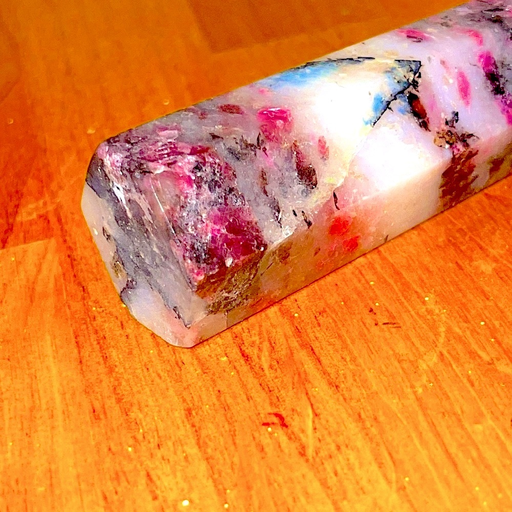 SUPER GEMMY Neon Pink Rhodonite w/Black Tourmaline in Quartz Tower #1 🖤💕 - Picture 13 of 13